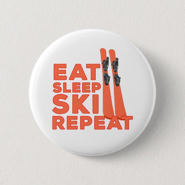 Eat Sleep Ski Repeat 2 Inch Round Button (Front)