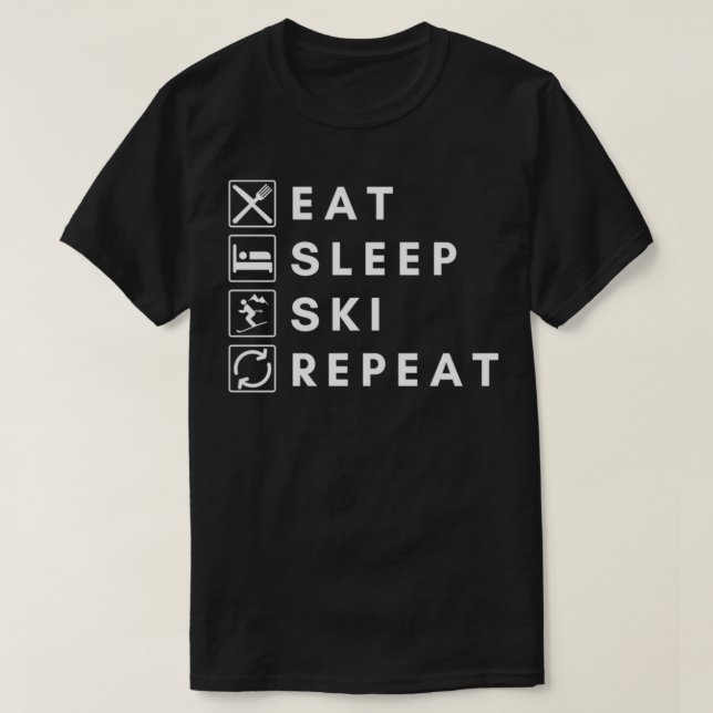 Eat Sleep Ski Repeat 65 T-Shirt (Design Front)