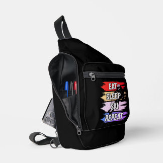 Eat Sleep Ski Repeat Bold Ski Lover Design Sling Bag