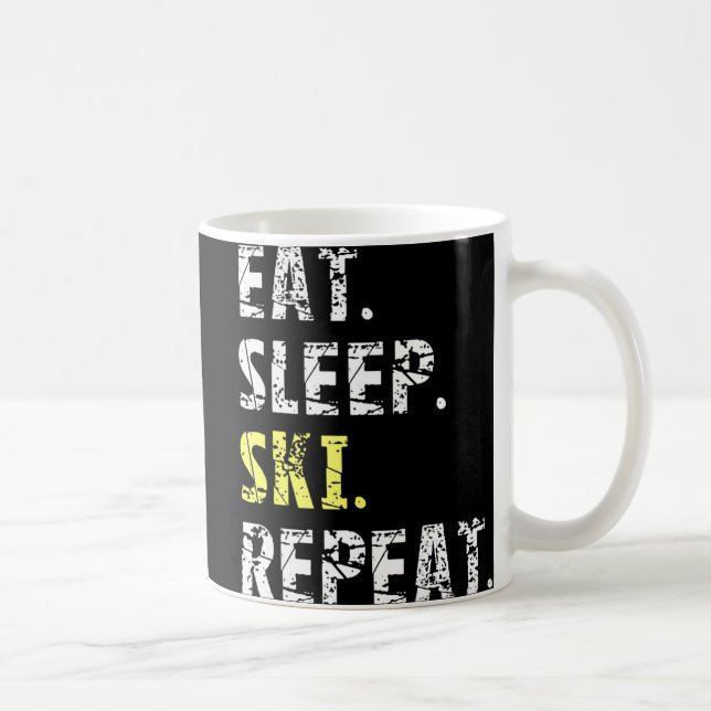 Eat Sleep Ski Repeat  - Fun Skiing  Gift Coffee Mug (Right)
