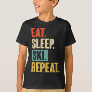 Eat Sleep Ski Repeat - Funny Retro Vintage Skiing  T-Shirt