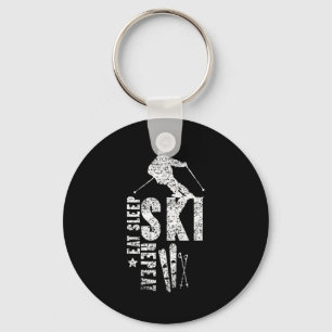 Eat sleep ski repeat keychain