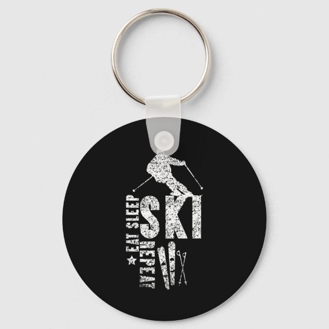 Eat sleep ski repeat  keychain (Front)