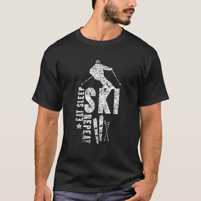 Eat Sleep Ski Repeat s Skiing Skier Gift  T-Shirt (Front)