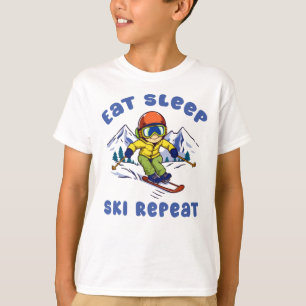 Eat Sleep Ski Repeat, Ski lover Kids  T-Shirt