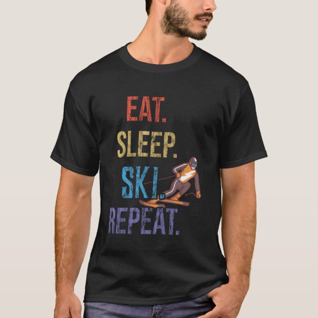 Eat Sleep Ski Repeat Ski T-Shirt (Front)