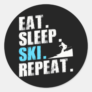 Eat Sleep Ski Repeat Skiing Downhill Piste Ski Classic Round Sticker