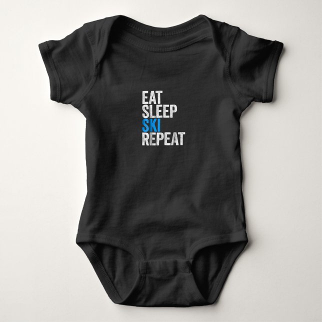Eat Sleep Ski Repeat Skiing Gift Baby Bodysuit (Front)