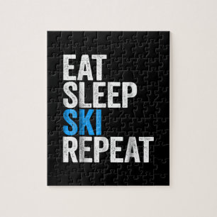 Eat Sleep Ski Repeat Skiing Gift Jigsaw Puzzle