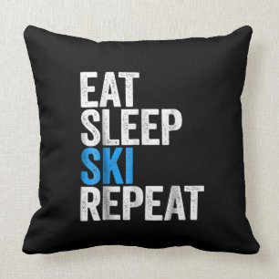 Eat Sleep Ski Repeat Skiing Gift Throw Pillow