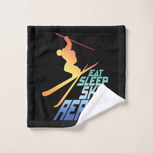 Eat Sleep Ski Repeat Skiing Lover Player Sports Wash Cloth (Wash Cloth)