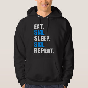 EAT SLEEP SKI REPEAT SNOW ALPIN WINTER WOMEN MEN C HOODIE