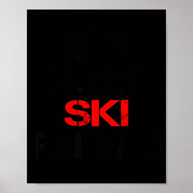 Eat sleep ski repeat winter mountains skiing lodge poster (Front)