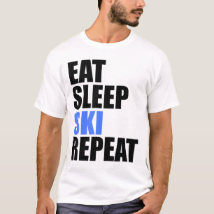 Eat Sleep Ski Repeat Winter Mountains Skiing Lodge T-Shirt