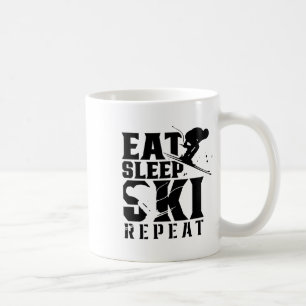 Eat Sleep Ski Repeat Winter Sports Skiing Skier Coffee Mug