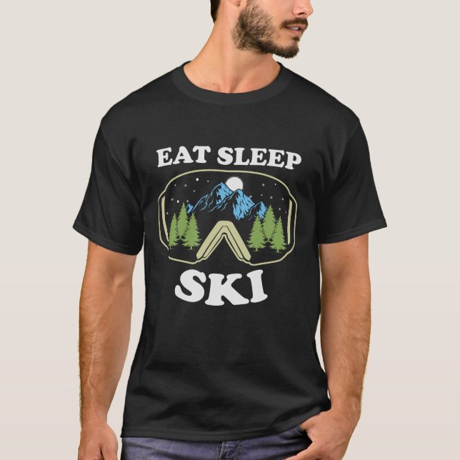 Eat Sleep Ski Snowboard Goggles T-Shirt (Front)