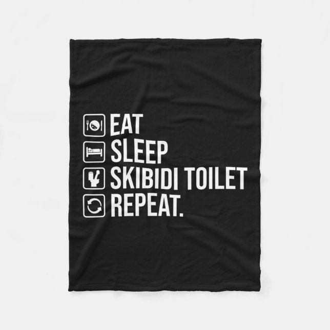 Eat Sleep Skibidi Toilet Repeat Funny Skibidi Toil Fleece Blanket (Front)