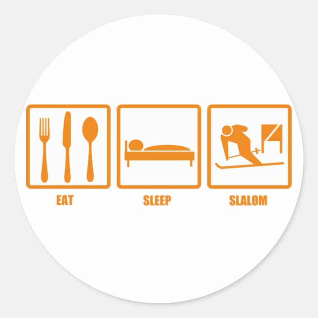 Eat Sleep Slalom Classic Round Sticker (Front)
