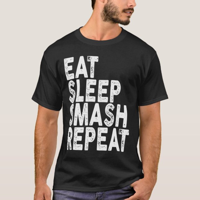 Eat Sleep Smash Repeat Badminton Tee  (Front)