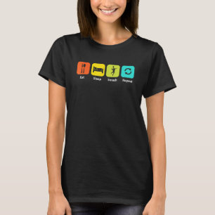 Eat Sleep Smash Repeat Colourful Badminton Tennis T-Shirt
