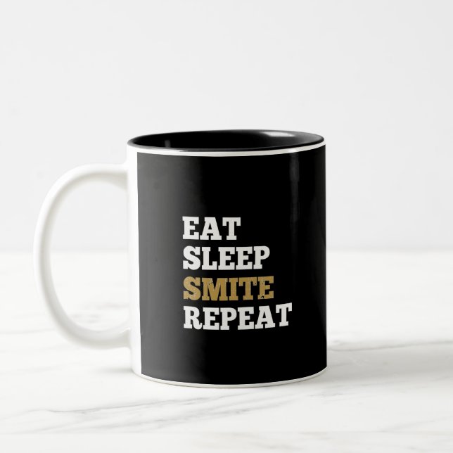 Eat Sleep Smite Repeat - Design for RPG Two-Tone Coffee Mug (Left)