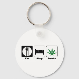 eat sleep smoke pot keychain