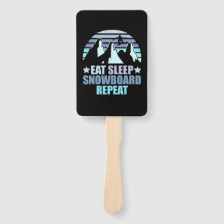 Eat Sleep Snowboard Repeat Hand Fan