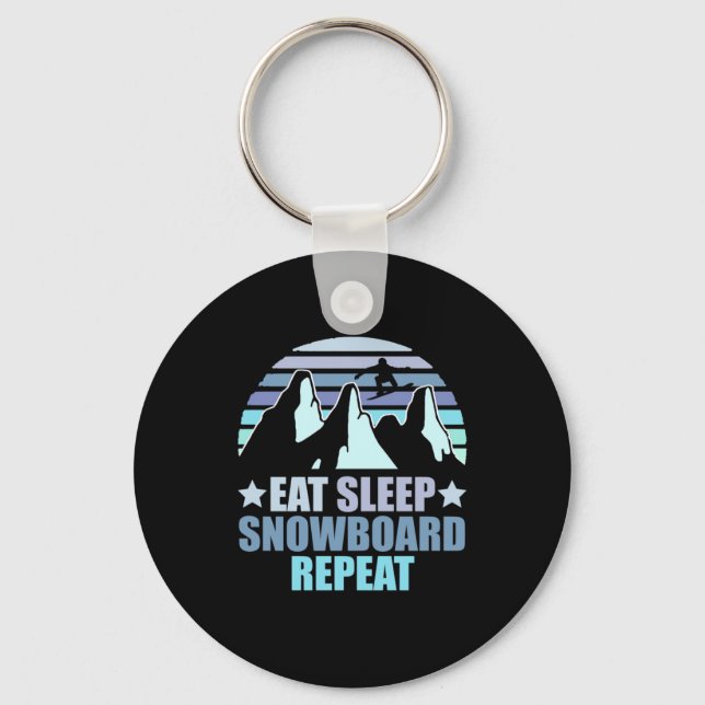 Eat Sleep Snowboard Repeat Keychain (Front)