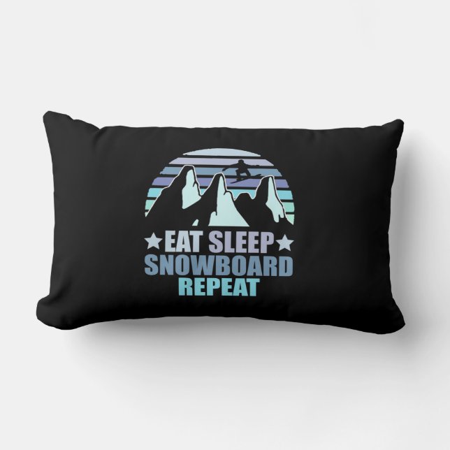Eat Sleep Snowboard Repeat Lumbar Pillow (Front)