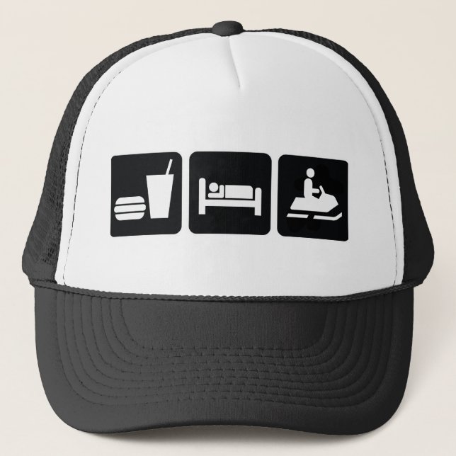 Eat Sleep Snowmobile Trucker Hat (Front)