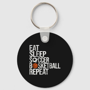 Eat Sleep Soccer Cheer Repeat Funny Sport Cheerlea Keychain