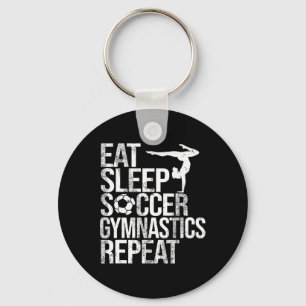 Eat Sleep Soccer Gymnastics Repeat Sport Player Gy Keychain
