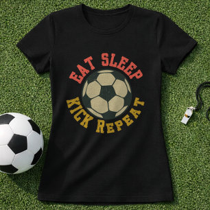 Eat Sleep Soccer Kick Repeat Vintage Graphic T-Shirt