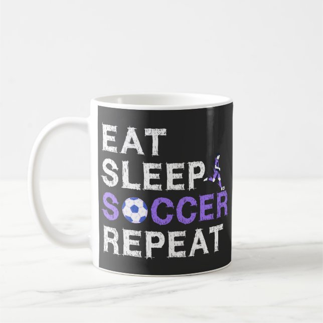 Eat+Sleep+soccer+Repeat Coffee Mug (Left)