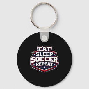 Eat Sleep Soccer Repeat Funny Football Player Coac Keychain