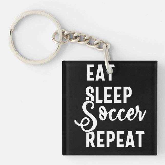 eat sleep soccer repeat keychain (Front)