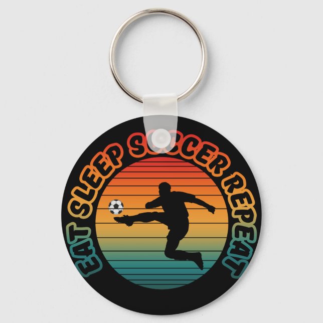 eat sleep soccer repeat  keychain (Front)