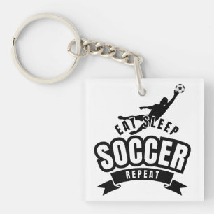 eat sleep soccer repeat keychain