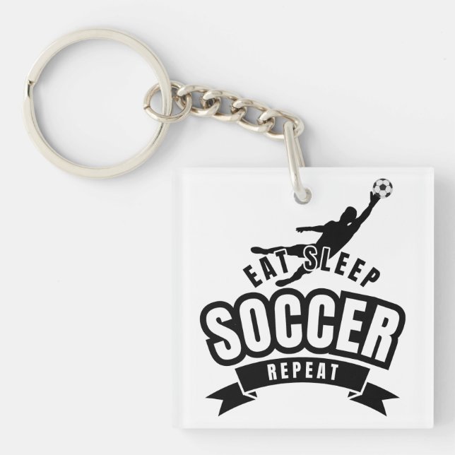 eat sleep soccer repeat  keychain (Front)