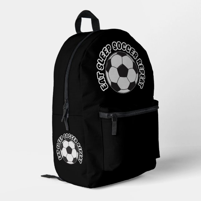 eat sleep soccer repeat  printed backpack (Back Corner Left)
