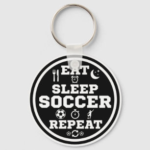 Eat Sleep Soccer Repeat Quote Keychain