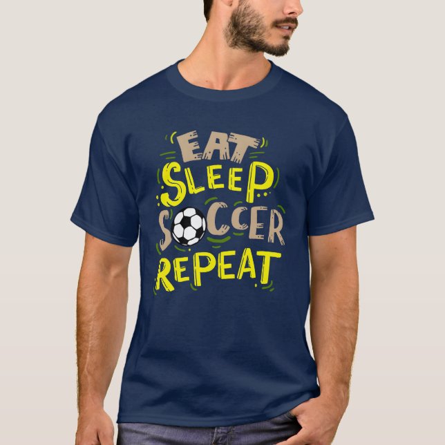 Eat Sleep Soccer Repeat Routine Ball Sports retro T-Shirt (Front)