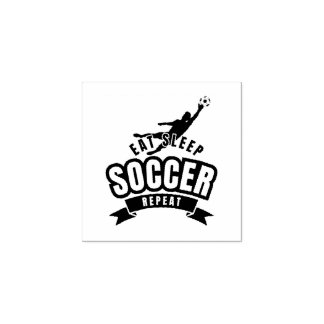 eat sleep soccer repeat  rubber stamp