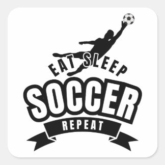 eat sleep soccer repeat  square sticker