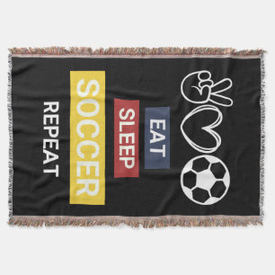 Eat, Sleep, Soccer, Repeat Throw Blanket