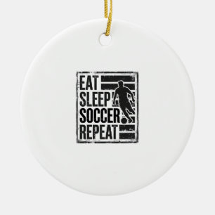 Eat Sleep Soccer Repeat Vintage Player Shirt Desig Ceramic Ornament