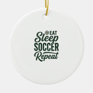 Eat Sleep Soccer Repeat Vintage Shirt Design_1 Ceramic Ornament