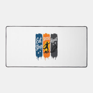 Eat Sleep Soccer Repeat Vintage Soccer Shirt Desig Desk Mat