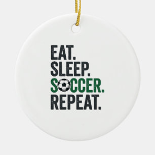 Eat Sleep Soccer Repeat Vintage T-Shirt Design_1 Ceramic Ornament