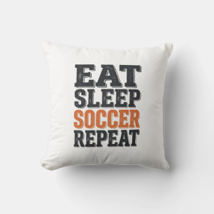 Eat Sleep Soccer Repeat Vintage Typography Shirt_1 Throw Pillow